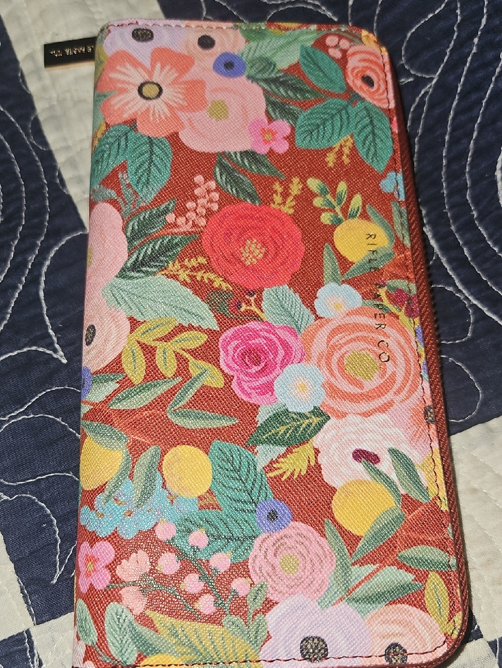 Rifle Paper Co. Floral Zip Wallet - Red with Multicolor Blooms